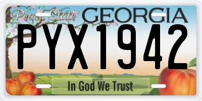 GA license plate PYX1942