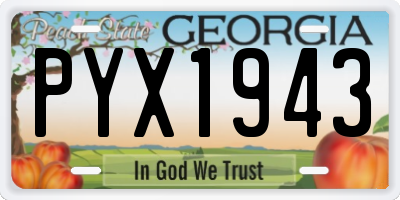 GA license plate PYX1943