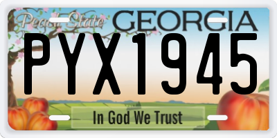 GA license plate PYX1945