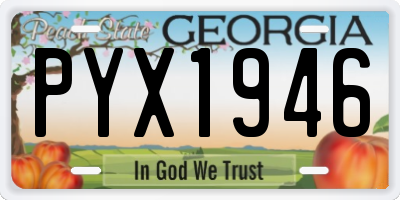 GA license plate PYX1946