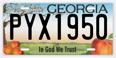 GA license plate PYX1950