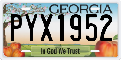 GA license plate PYX1952