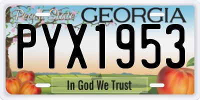 GA license plate PYX1953