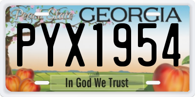 GA license plate PYX1954