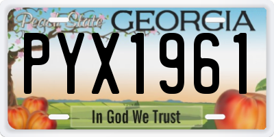 GA license plate PYX1961