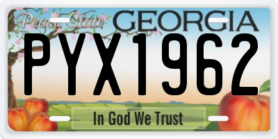 GA license plate PYX1962