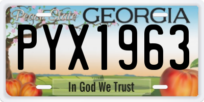 GA license plate PYX1963