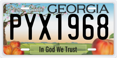 GA license plate PYX1968