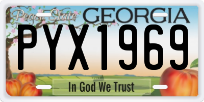 GA license plate PYX1969