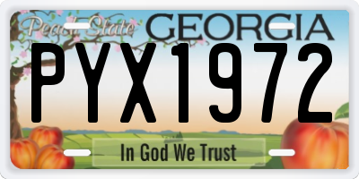 GA license plate PYX1972