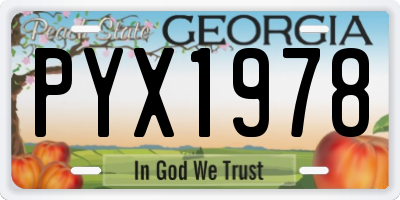 GA license plate PYX1978