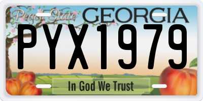 GA license plate PYX1979
