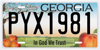 GA license plate PYX1981