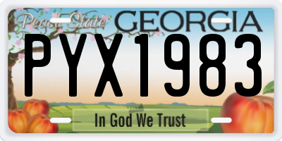 GA license plate PYX1983