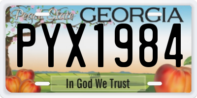 GA license plate PYX1984