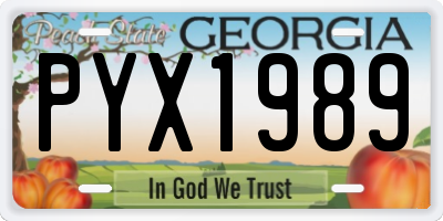 GA license plate PYX1989