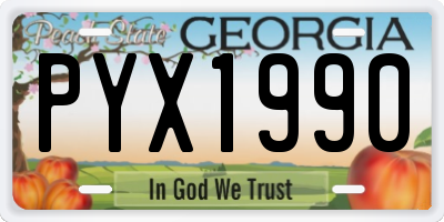 GA license plate PYX1990