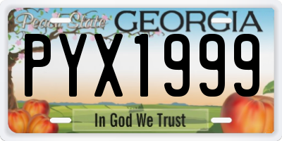 GA license plate PYX1999