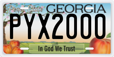 GA license plate PYX2000