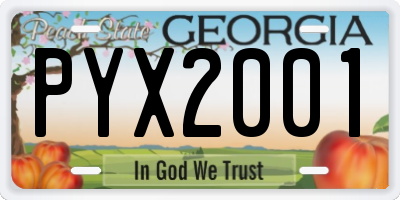 GA license plate PYX2001