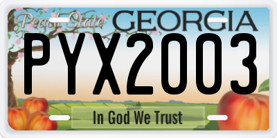 GA license plate PYX2003