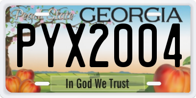 GA license plate PYX2004