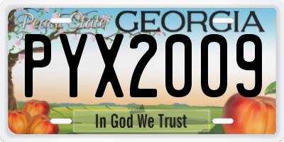 GA license plate PYX2009