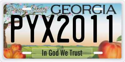 GA license plate PYX2011