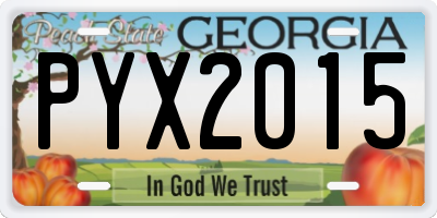 GA license plate PYX2015