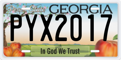 GA license plate PYX2017