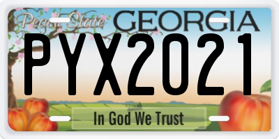 GA license plate PYX2021