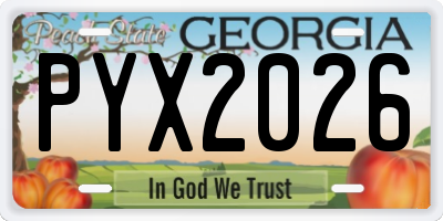 GA license plate PYX2026