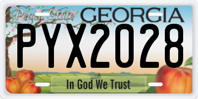 GA license plate PYX2028