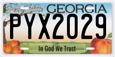 GA license plate PYX2029