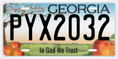 GA license plate PYX2032