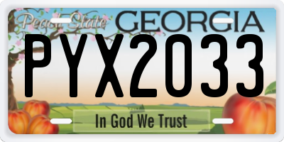 GA license plate PYX2033