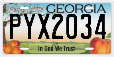 GA license plate PYX2034