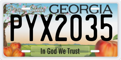 GA license plate PYX2035