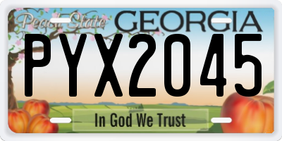 GA license plate PYX2045