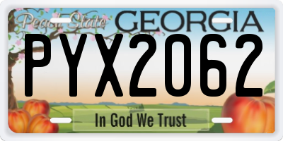 GA license plate PYX2062