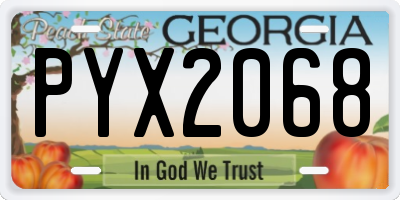 GA license plate PYX2068