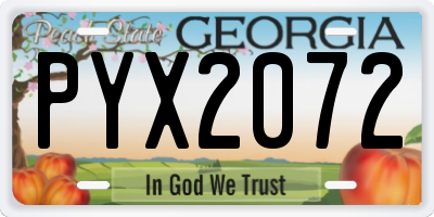 GA license plate PYX2072