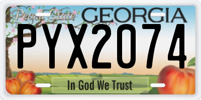 GA license plate PYX2074