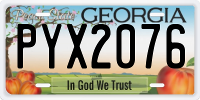 GA license plate PYX2076