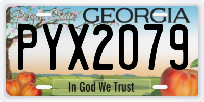 GA license plate PYX2079