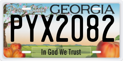 GA license plate PYX2082