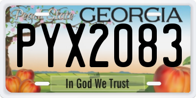 GA license plate PYX2083