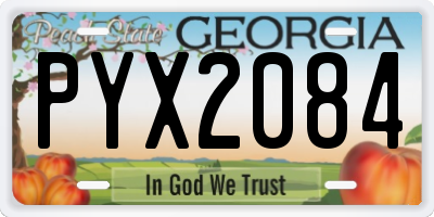 GA license plate PYX2084