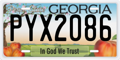 GA license plate PYX2086