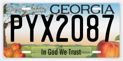 GA license plate PYX2087
